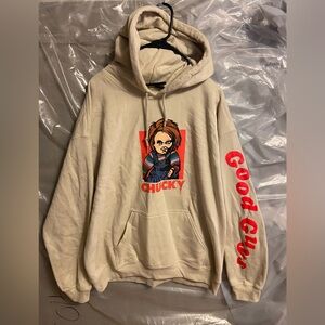 Chucky Beige Hoodie with Red Print